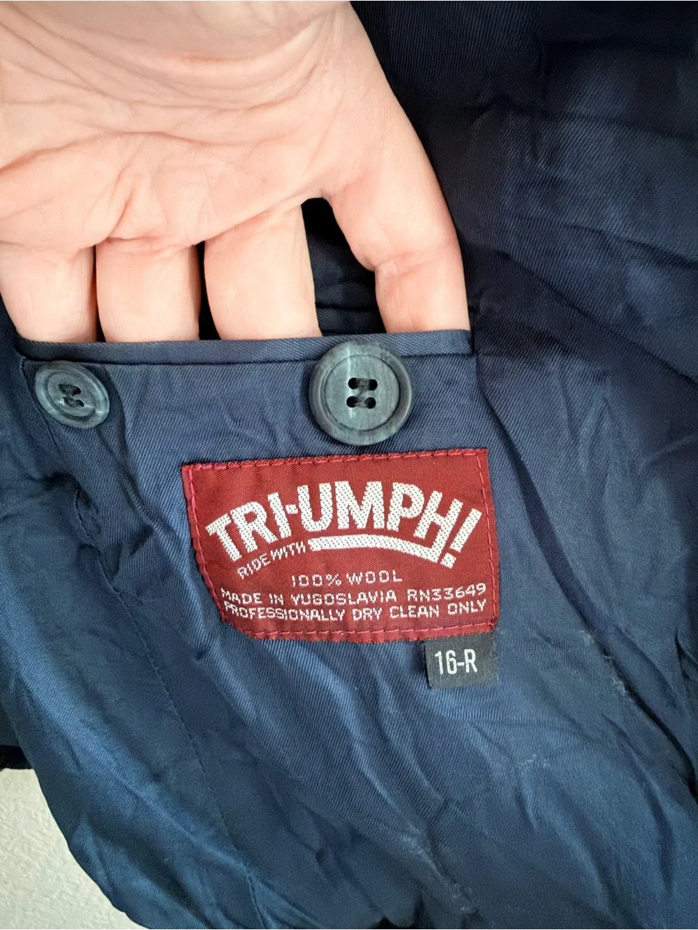 Vintage Tri-umph! Wool Three Button Blazer